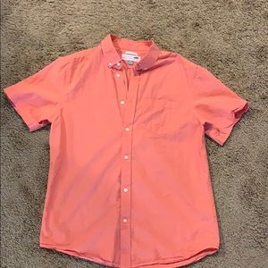 Large button up salmon colored shirt
